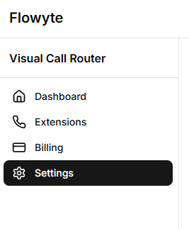 Navigation to settings